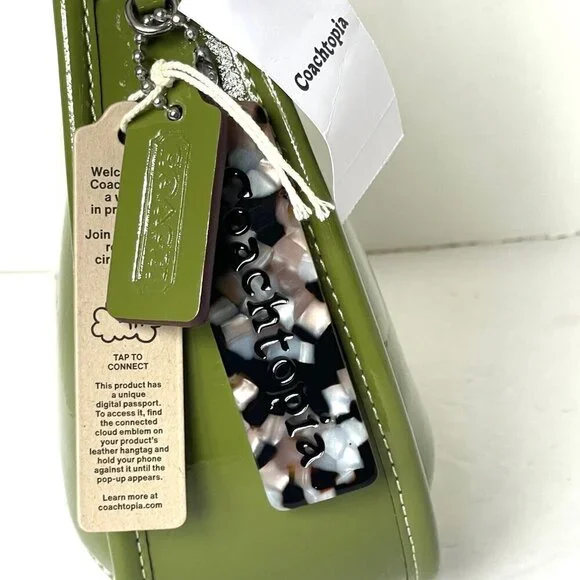 Coach Coachtopia Ergo Bag Olive Crinkle Patent Leather Shoulder CQ003 - Picture 5 of 11